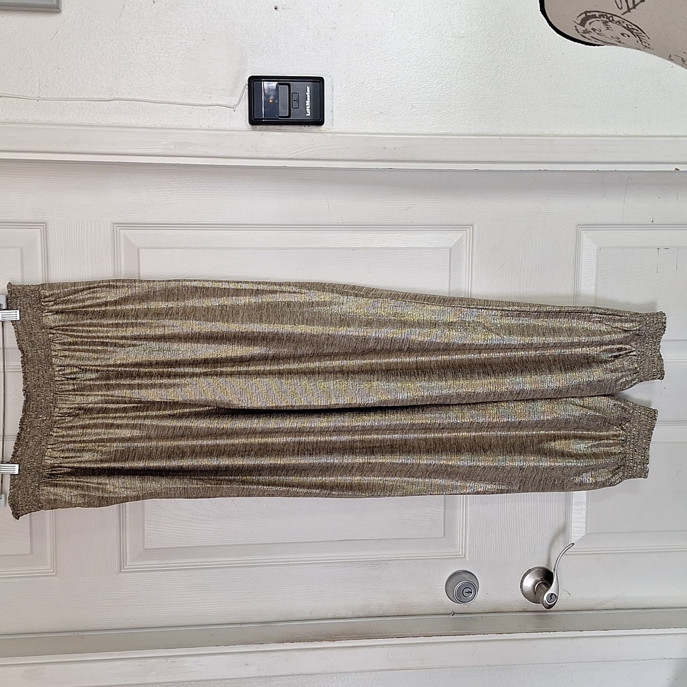 Anthropologie Shimmer Metallic Jogger in Gold Women L - Picture 4 of 6